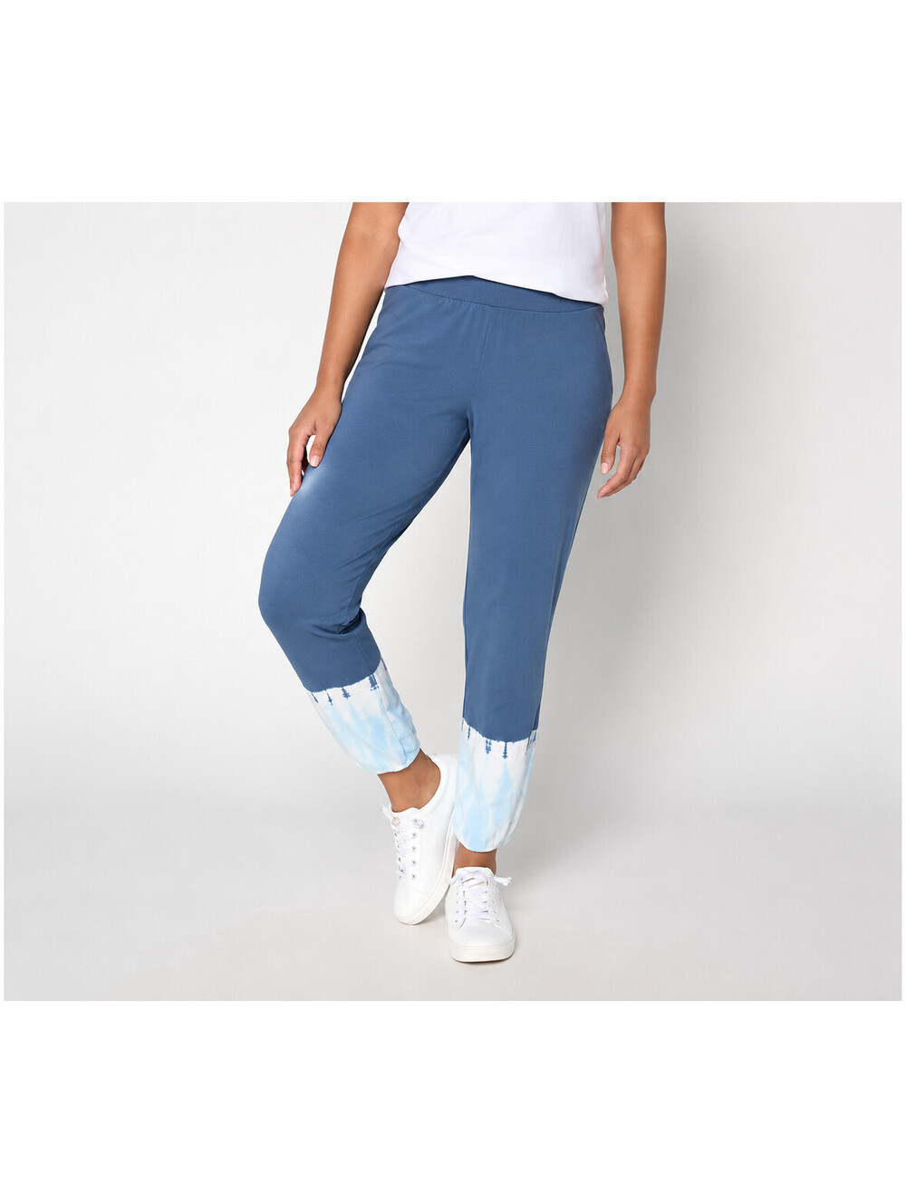 Anybody Cozy Jersey Tye Dye Jogger Pants Tapered Leg Medium Indigo Petite Small